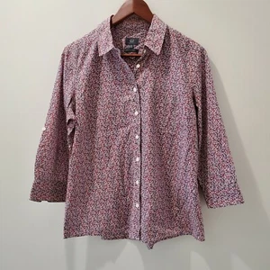 Sportscraft 12 Multicolour 3/4 Sleeve Button Up Blouse Cotton Blend - Picture 1 of 4