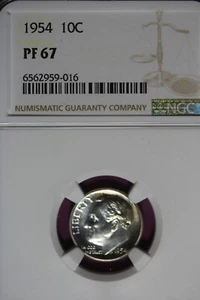 1954 - NGC 10C PF67 ROOSEVELT DIME #B45624 - Picture 1 of 2