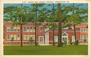 GA Georgia Thomasville Junior High School Gebäude Leinen Postkarte - Bild 1 von 1