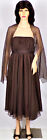MORILEE size 10 brown OTS strapless fit/flare mid-calf party dress + shawl 