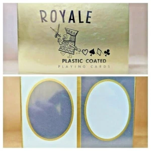Patrón ovalado de tarjeta de juego recubierto de plástico de la década de 1960 Royale - Imagen 1 de 8