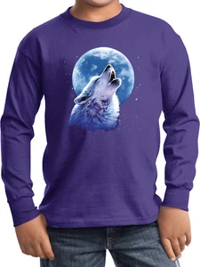 Buy Cool Shirts Kids Wolf and Moon T-shirt Call of the Wild Youth Long Sleeve - Picture 1 of 6