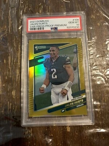 2021 Panini Donruss PRESS PROOF PREMIUM GOLD JALEN HURTS 108 PSA 10 Variation - Picture 1 of 2