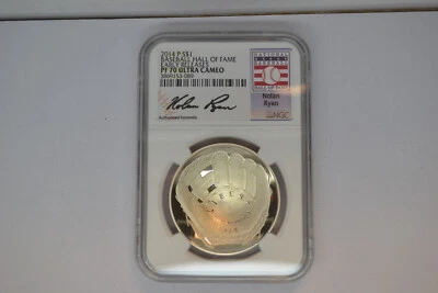 2014-P $1 Baseball Hall of Fame, Nolan Ryan, Early Release- NGC PF-70 ULTRA CAM - Image 1 of 4