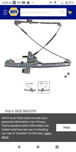 Napa Auto Solutions 6653797 Manual Window Regulator - Picture 1 of 4
