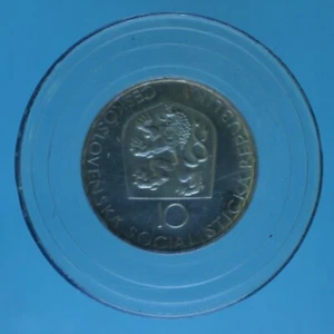 CECOSLOVACCHIA 10 KORUN 1968 100 ANNI PRAGA NATIONAL THEATRE ARGENTO SILVER COIN - Imagen 1 de 2
