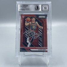 Trae Young Signed 2018-19 Panini Prizm Ruby Wave #78 RC Card Beckett BAS 10 Auto