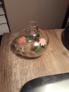 Botella de vidrio de flores pintadas a mano de 3" mini - Imagen 1 de 5