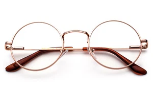Gafas de lectura redondas de metal dorado aviador unisex con bisagras redondas de resorte John Lennon - Imagen 1 de 8