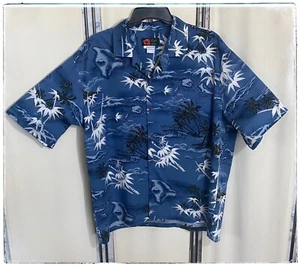 Ali’i Fashions Hawaiian Shirt Blue Short Sleeve Large 100% Cotton Original - Picture 1 of 9