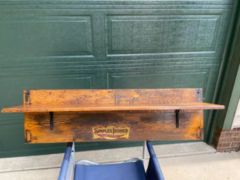 `ANTIQUE WOOD SHELVE / SIMPLEX STEAM IRONER MACHINE TOP Cover