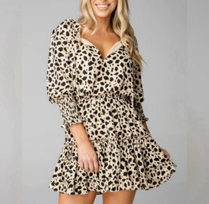 Buddy Love Women's Brown Animal Print Bronx Dress Size Small - Picture 1 of 8