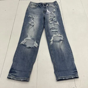 Risen Blue High Rise Distressed Girlfriend Jeans Women’s Size 9/29 New - Picture 1 of 8