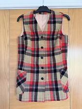 Vintage 60s? DAKS 100% Wool Plaid Tartan Longline Waistcoat Vest Size 14 Red Mix