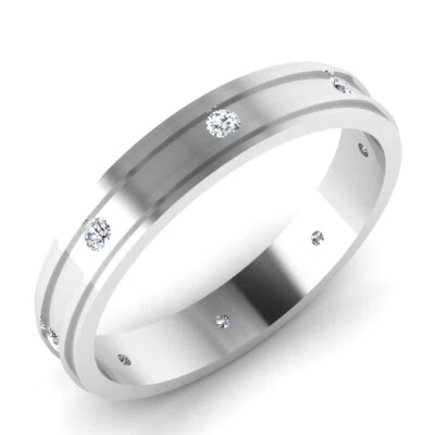 Alianza de compromiso de boda de diamantes redondos naturales de 0,17 quilates platino 950 talla 10 Foto 1 de 4