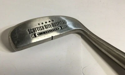 TAD MOORE VINTAGE WOODEN SHAFT GOLF CLUB PUTTER, TEXAS SCOTTISH RITE HOSPITAL - Image 1 of 4