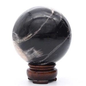 75mm Petrified Fossil Wood Stone Sphere Inc Stand Natural Gemstone Mineral AAA - Picture 1 of 4