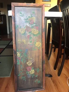 Antique 19th Century Chinese Carved Redwood Painting Panel In Teak Frame  - Picture 1 of 10