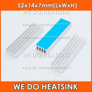 52x14x7mm Silver e-Shape Heatsink Cooler Radiator With Thermal Adhesive Tape - Photo 1/5