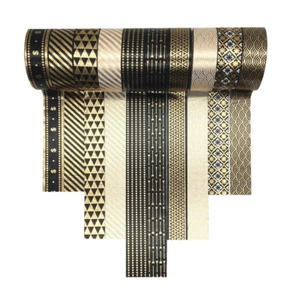 Gold Washi Tape Set 15MM Foil Skinny Masking Tape Decorative Pack for DIY Scrapb - Picture 1 of 7