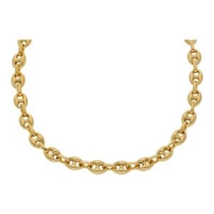 Cadena de frijoles plata 925 chapada en oro ancho 6,4 mm largo 45 cm collar H01.6587 - Imagen 1 de 1