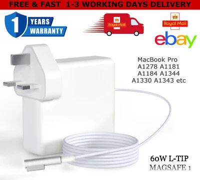 60W L-TIP AC Adapter Charger For Apple Macbook Pro13”2009-2012 A1184 A1278 A1344 - Image 1 of 4
