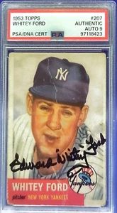 1953 Topps Edward Whitey Ford Firmado Nombre Completo #207 PSA 9 Automático NY Yankees Salón de la fama - Imagen 1 de 2