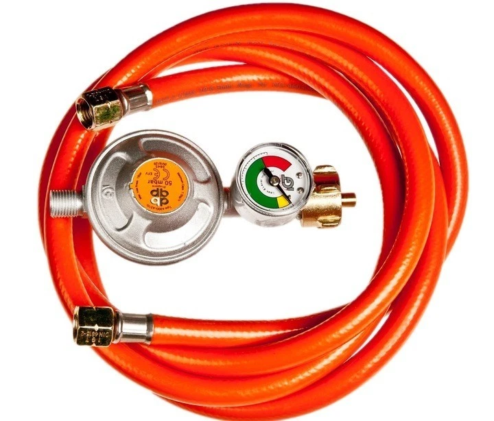 Gasschlauch Druckminderer Regler Manometer 50mbar Propangasschlauch 80 150 200cm - Bild 1 von 1