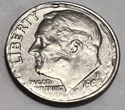 1998 P dime, Die Clash Error On Obverse And Reverse. - Image 1 of 4