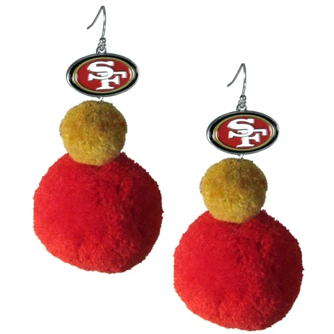 San Francisco 49ers Dangle Pom Pom Earrings (NFL Football Jewelry) Cover