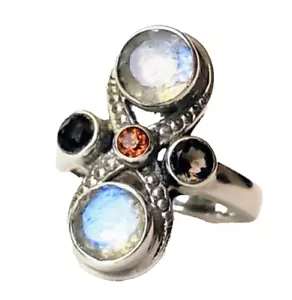 Signierter Nicky Butler Ring Regenbogen Mondstein Sterlingsilber Größe 7 - Bild 1 von 8