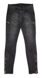 J Brand Women Size 27 Kassidy Grey Cascade Moto Skinny Jeans Ankle Zip Mid Rise - Picture 1 of 10