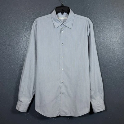 John Varvatos M Hombre’s Azul/Blanco Rayas Manga Larga Camisa Abotonada Foto 1 de 4