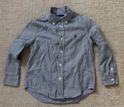 Ralph Lauren Niños ~ Talla 5 ~ Camisa Negra con Botones de Guinga ~ Usada en Excelente Condición Foto 1 de 4