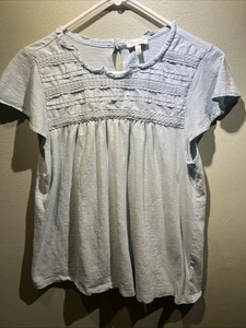 Ella Moss Powder Blue Prairie Top Gr. M Baumwollmischung Cozy Corps - Bild 1 von 12