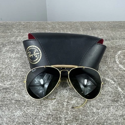 老式BAUSCH & LOMB RAY-BAN金色飞行员太阳镜美国62-14枪手 — 第 1/4 张图片