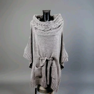 MANGO Capa/Poncho Mujer De Punto Cuello Donut Trenzado Beige Mezcla De Lana U - Imagen 1 de 7