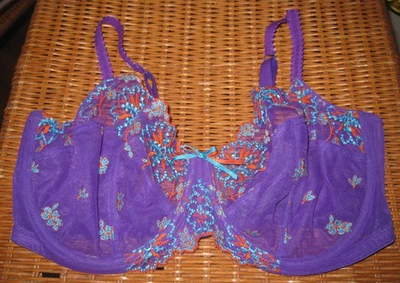 Sujetador con aros Panache 5051 "Ariza" púrpura floral transparente para mujer 38F Foto 1 de 4