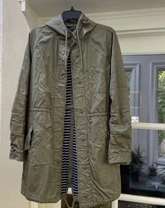Chaqueta de Campo J.Crew Cremallera Completa A Presión Larga Utilidad Para Mujer M Verde Ejército Con Capucha Suave - Imagen 1 de 13