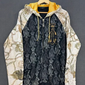 Christian Audigier Full Zip Hoodie Crown Graphic Print Gold Details XL Y2K - Bild 1 von 17
