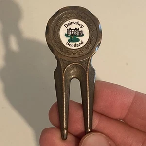 Vintage Dalmahoy Golf Course Scotland Links Divot Repair Tool Gold/Bronze Color - Picture 1 of 3