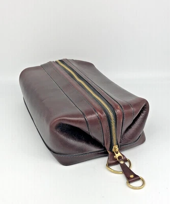 Utili-Kit by Bosca Men's Full Grain Hide Leather Toiletry Zip Travel Bag Dop Kit - Image 1 of 4