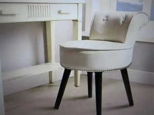 Veikous cremefarbener gepolsterter Waschtischhocker aus Holz rund 17,3 x 15,7 Zoll 25,1 Zoll - Bild 1 von 7