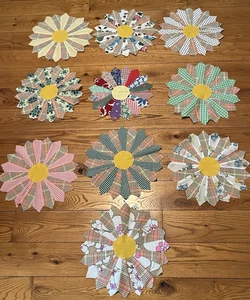 Vintage Lot von 10 Dresdner Platte 13,5" Quilt Blöcke schön gepresst sofort einsatzbereit - Bild 1 von 12