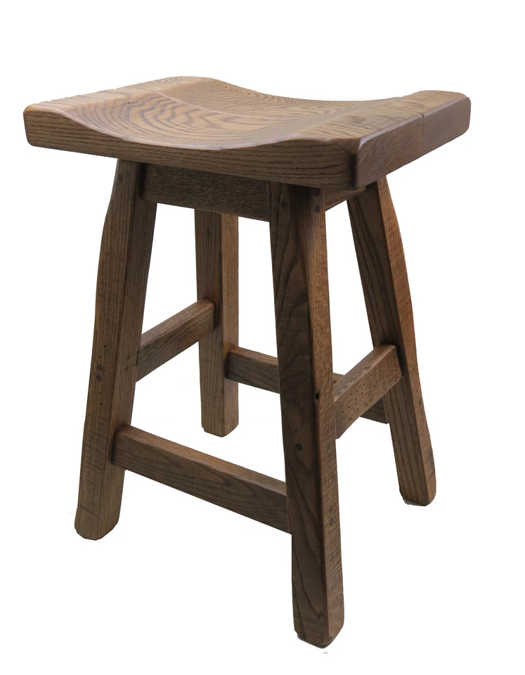 Swivel Rustic Barn Wood Saddle Seat Bar Stools 24 or 30" - More Colors Available - Image 1 of 1