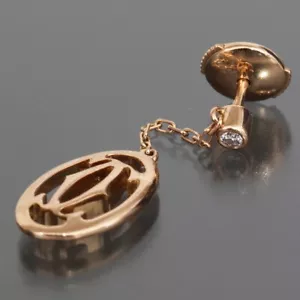 Cartier Pierced Earrings DOUBLE C LOGO K18PG Single Newly Polished 750 6152A - Picture 1 of 6