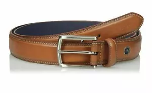 New Nautica Cognac Double Stitch Leather Belt Size40 - Picture 1 of 2