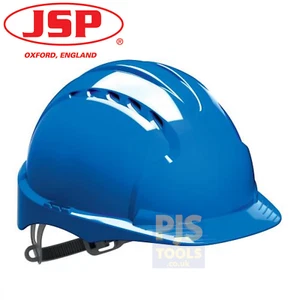 JSP EVO2 blue vented mid peak comfort hard hat safety helmet slip ratchet - Picture 1 of 3