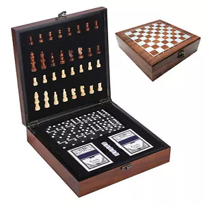 Set di scacchi 4 in 1 bambini adulti gioco da scacchi per giocare a carte dadi - Foto 1 di 7
