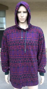 Vintage 90s Denim Express Hoodie Sweatshirt Crazy Wild Print Korea Size Large - Picture 1 of 8